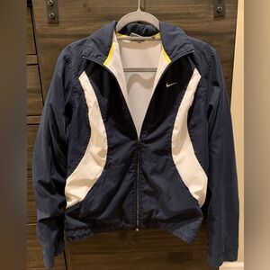 NIKE Swoosh Full Zip Up Windbreaker Jacket Navy and White Size Medium